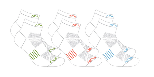 ACACIA socks - White 1/4 inch crew socks set Green/Orange/Blue trim (3 pack)