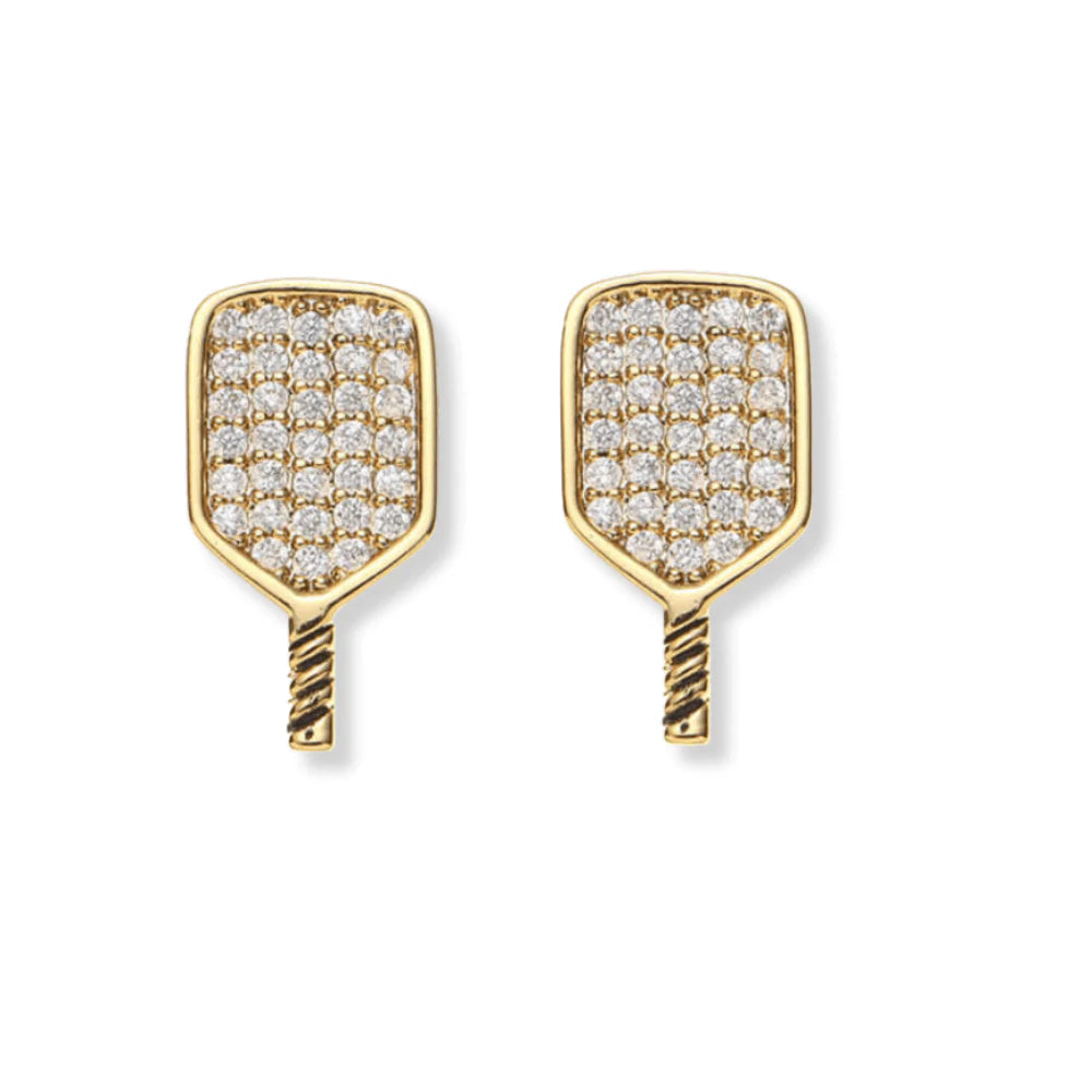 Born to Rally - CZ Pickleball Paddle Earrings